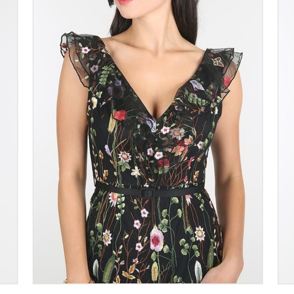 Nikibiki l Floral Embroidered Ruffle V-Neck Romper - Picture 3 of 4